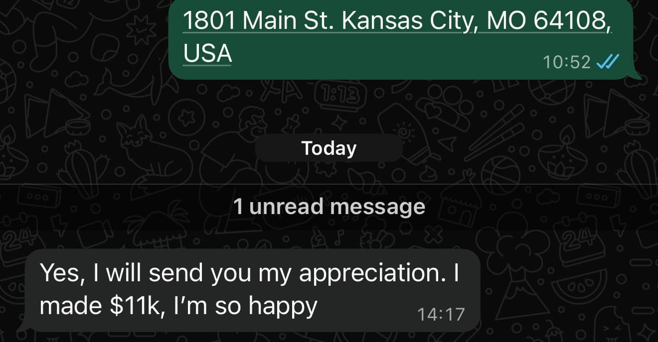 A customer after their $11k month